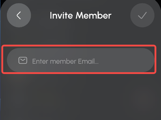 Invite Member画面でメールアドレス入力欄が赤枠で示されている
